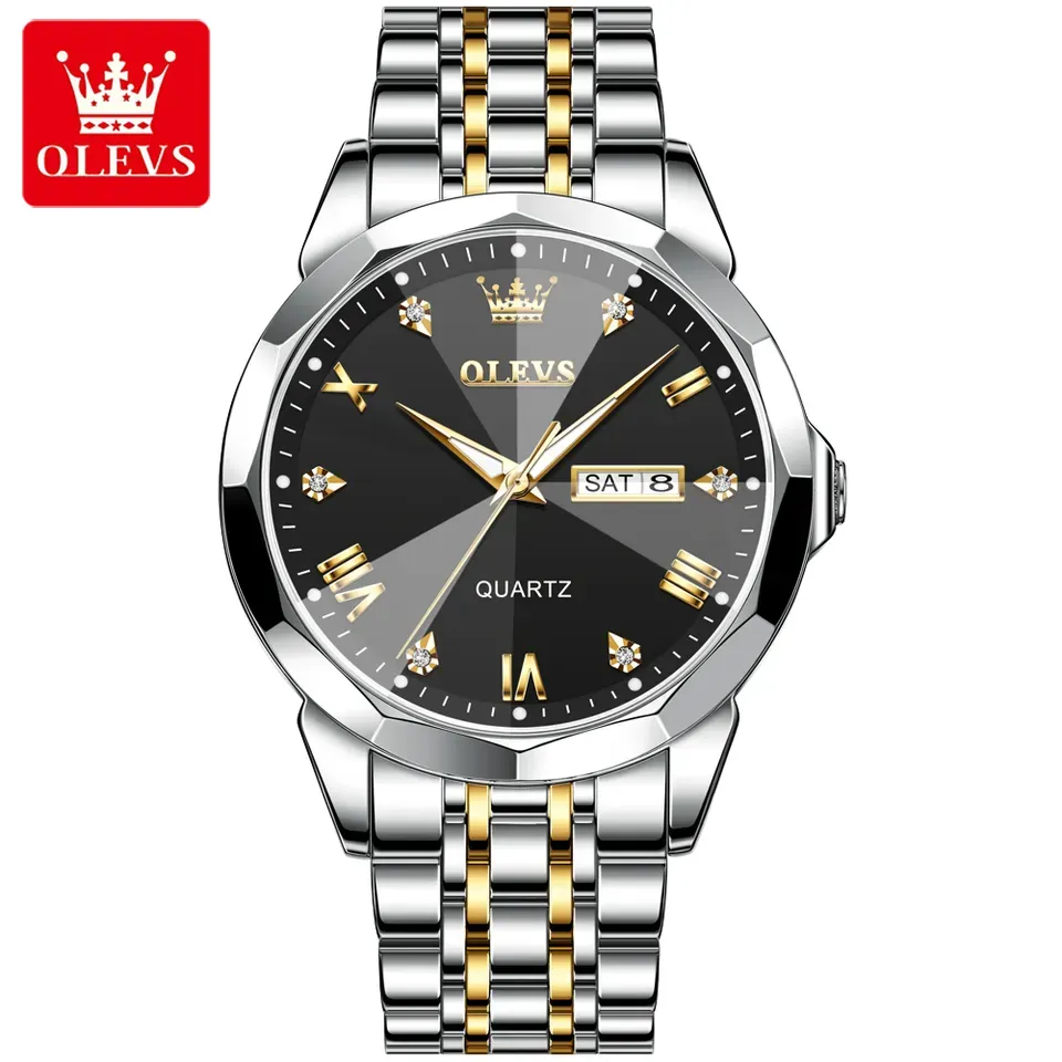 OLEVS 9931 Golden Black Man’s Watch - Image 2