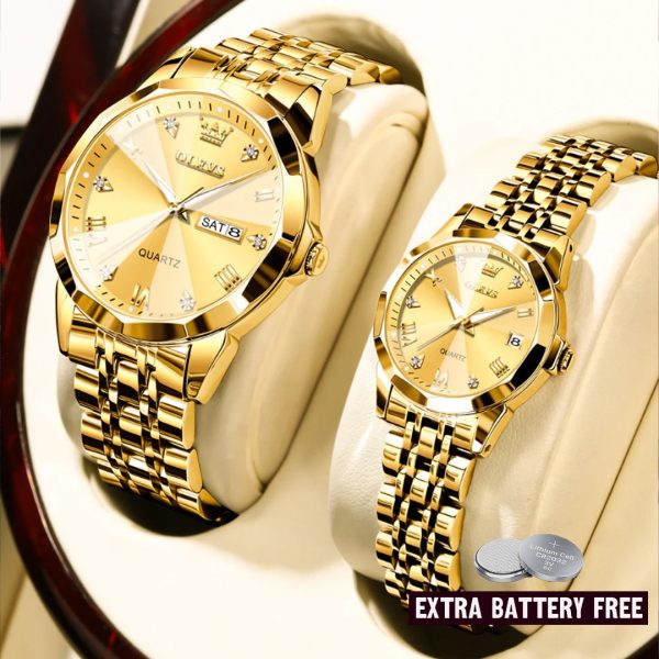 OLEVS 9931 Full Golden Couple Watch