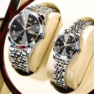 OLEVS 9931 Golden Black Couple Watch