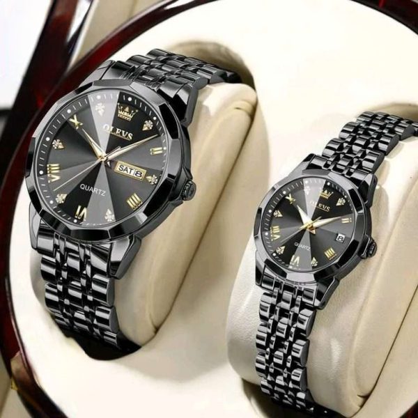 OLEVS 9931 Full Black Couple Watch