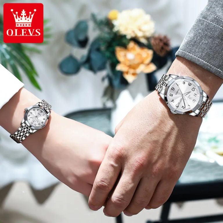 OLEVS 9931 Silver Golden Couple Watch