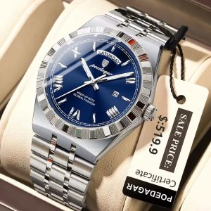 Poedagar 675 Silver Blue Men’s Watch