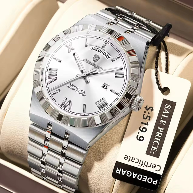 Poedagar 675 Silver White Men’s Watch