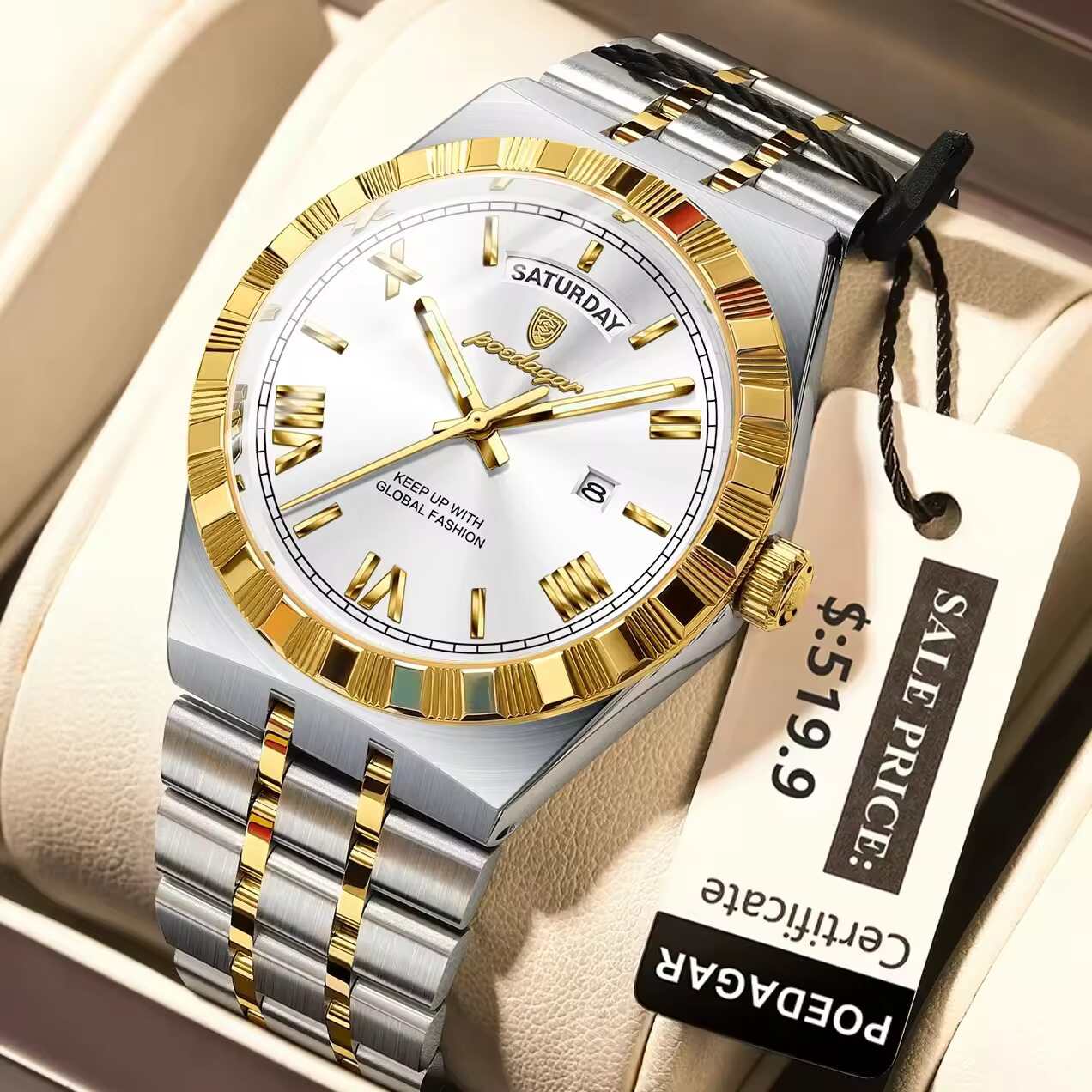 Poedagar 675 White-Gold Men’s Watch