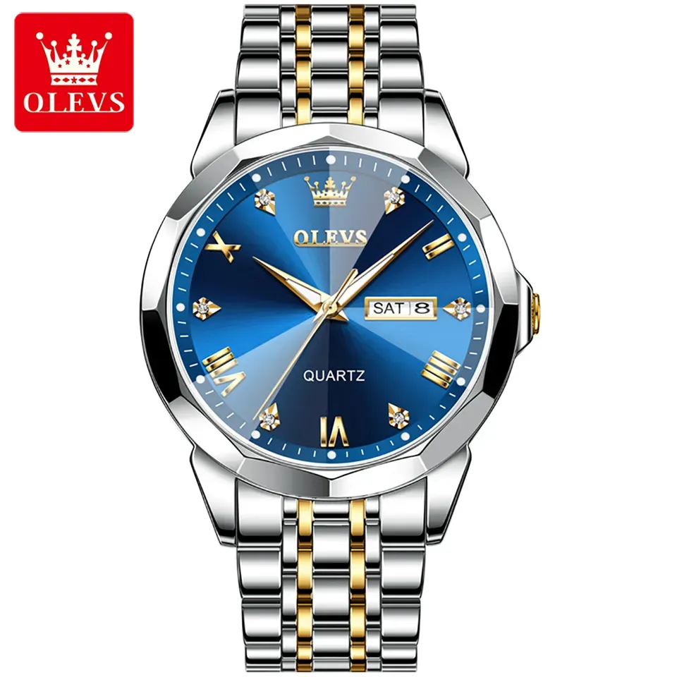 OLEVS 9931 Golden Blue Men’s Watch - Image 3